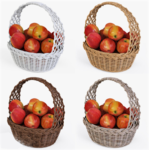 Wicker basket with apples 04